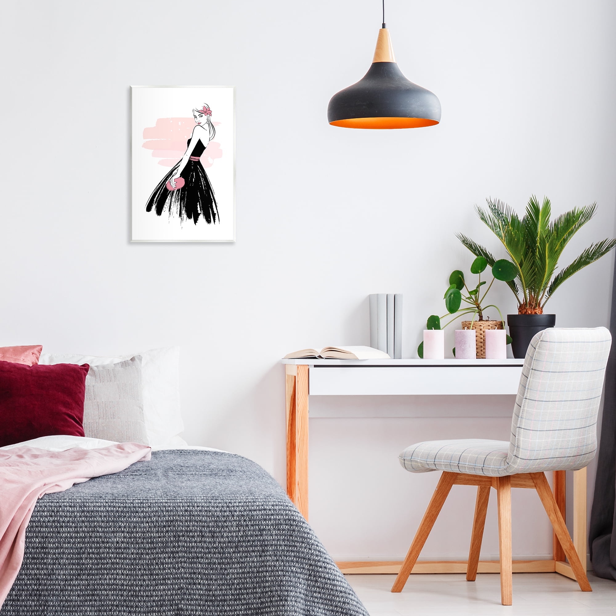 Stupell Industries Senorita in Black Dress Novelty Painting Unframed Art Print Wall Art, 13 x 19