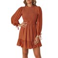 thumbnail image 4 of ABPHQTO Vestido con volantes y manga farol fruncido para mujer, 4 of 5
