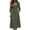 Army Green, variant on Womens Casual Cotton Midi Dresses with Pockets- Summer V Neck A Line 3/4 Sleeve Button Down Front Fit and Flare Dresses Blue Size XL