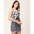 thumbnail image 3 of Moomaya Printed Velvet Crop Tops For Women Adjustable Spaghetti Straps Sweetheart Neck Crop Top, 3 of 8