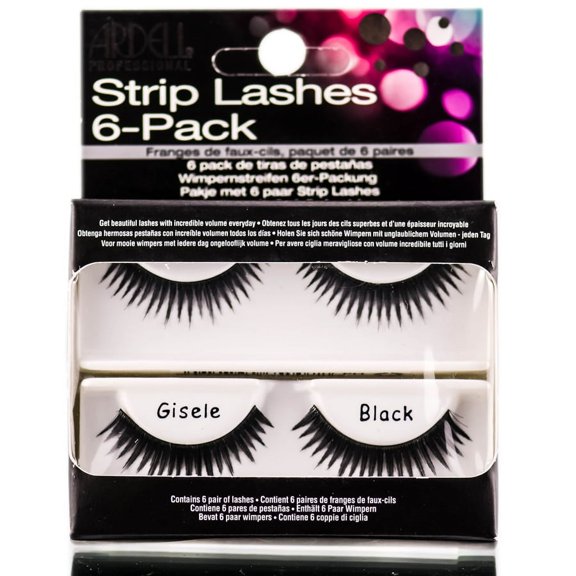 Gisele Black , Ardell Strip Lashes 6-Pack , Hair Scalp Skin Body - Pack of 3 w/ SLEEK Teasing Comb