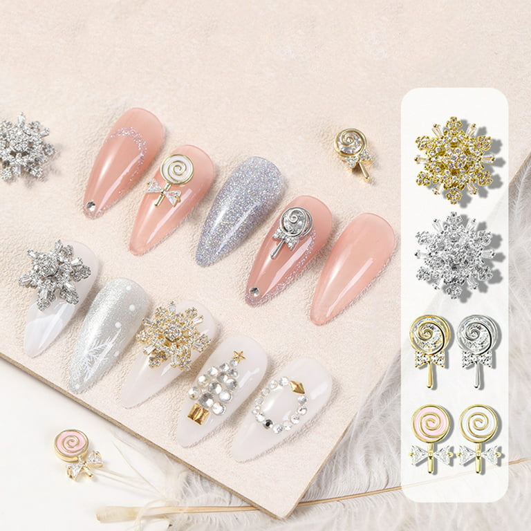 GENEMA Rotating Snowflake Lollipop Nail Charms Nail Crystal Rhinestones for  3D Nail Art Design DIY Crafting Jewelry Accessories