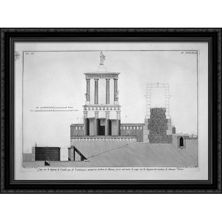 Cross section of the tomb of Mamia 38x28 Large Black Ornate Wood Framed Canvas Art by Giovanni Battista Piranesi