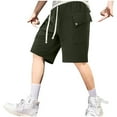 thumbnail image 2 of pstuiky Pantalones cortos de entrenamiento para hombre, Pantalones cortos casuales de color liso para hombre, con bolsillos y cintura con cordones Pantalones cortos de entrenamiento, 2 of 8
