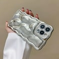 thumbnail image 6 of Compatible with iPhone Case for Women/Girls, Cute Electroplated Silver 3D Stone Curly Texture Ripple Wave Anti-Scratch Shockproof Fall Protection Phone Case for iPhone 13 Pro Max, Silver, 6 of 10