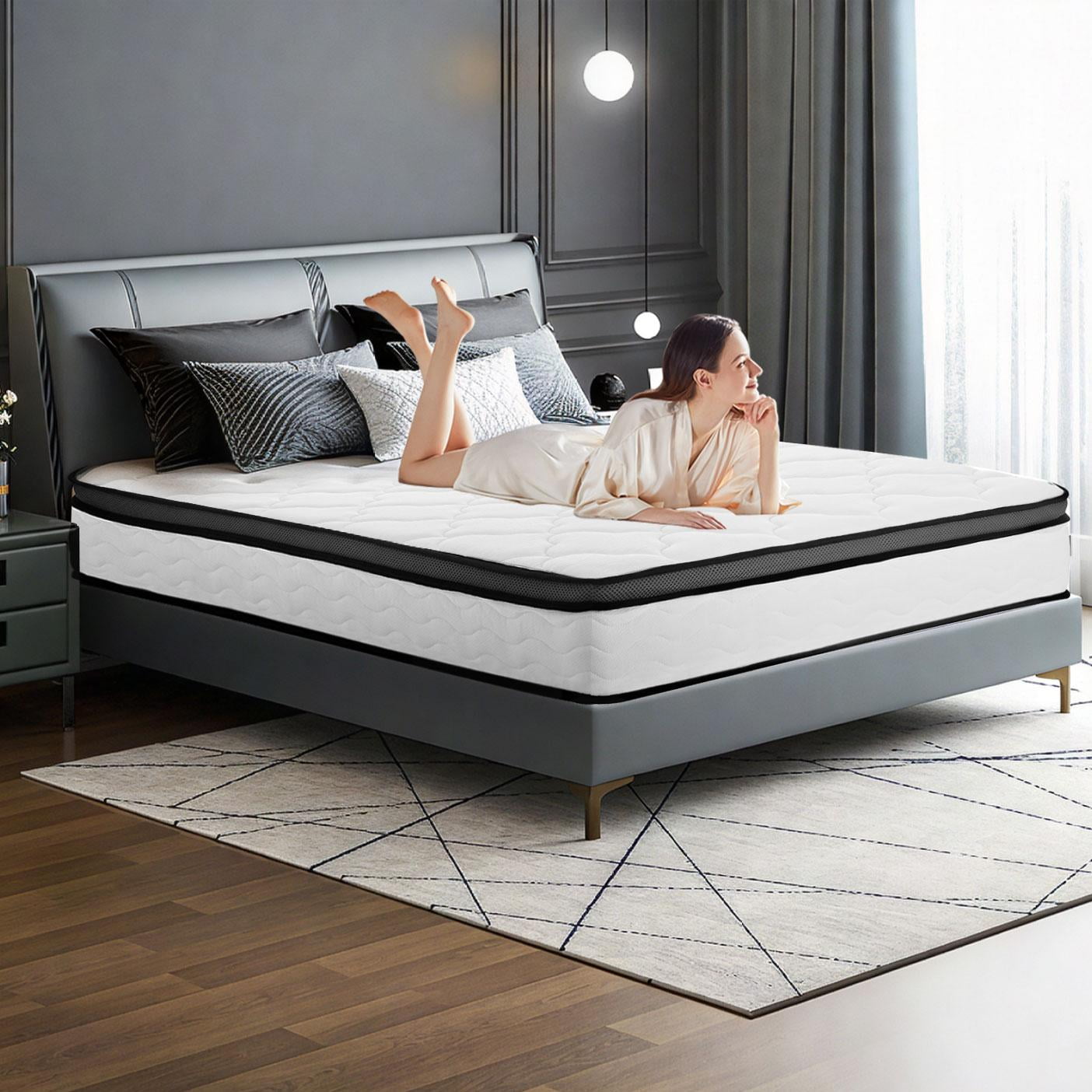 Queen Mattress, 10 Inch Hybrid Mattress in a Box, Gel Memory Foam Mattress, Individually Wrapped Pocket Coils Innerspring Mattress, Support & Pressure Relief, Medium Firm Feel, 60"*80"