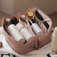 thumbnail image 2 of Bolsa de cosméticos de viaje de gran capacidad para maquillaje, bolsa de maquillaje de cuero, Kit de aseo femenino, estuche de maquillaje, bolsa organizadora de maquillaje, nuevo, 2 of 4