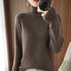 thumbnail image 1 of Suéter básico de cuello alto de lana merino, suéter de cachemira informal, cómodo, otoño e invierno, ropa de mujer con mangas raglán, 1 of 5