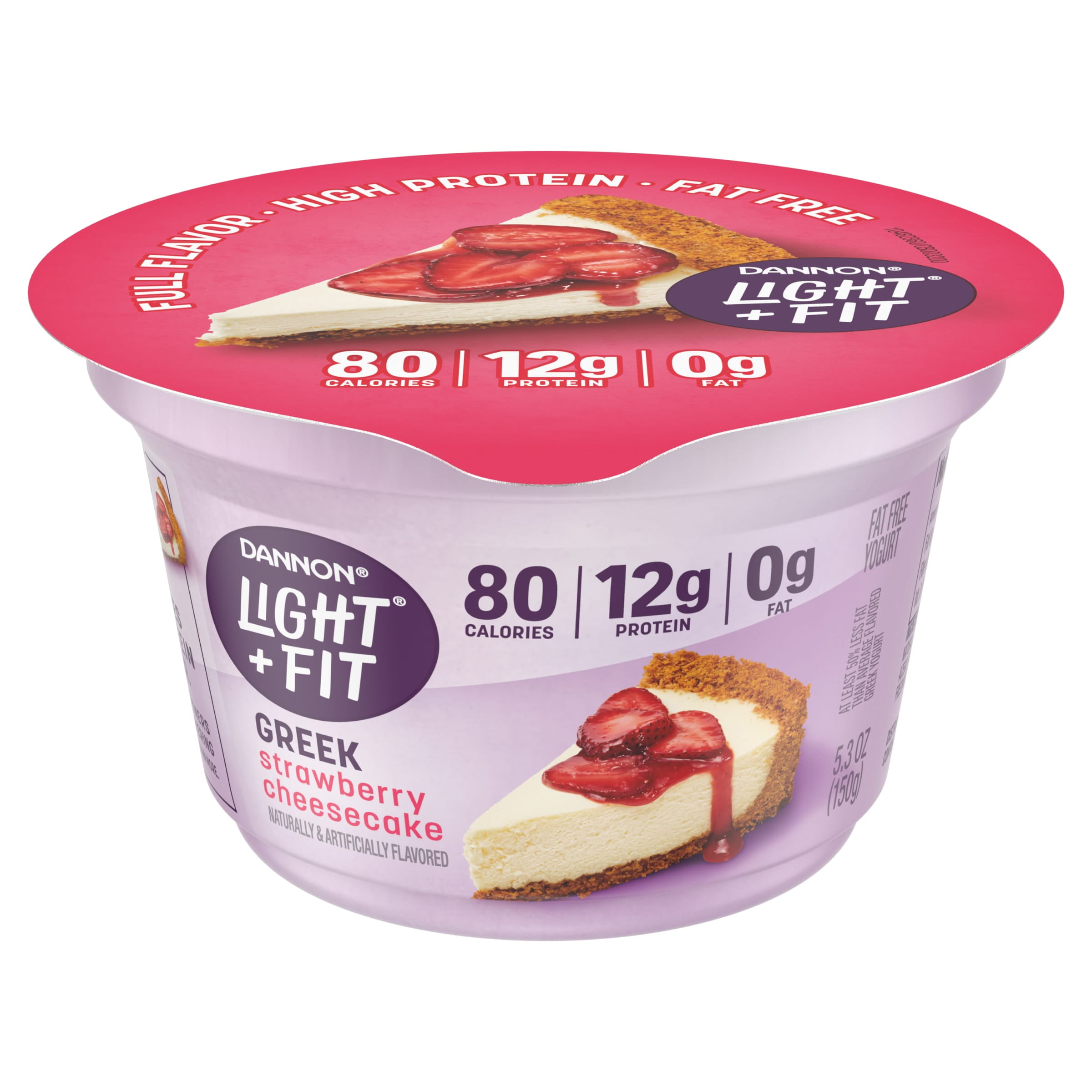 Dannon Light + Fit Strawberry Cheesecake Greek Fat Free Yogurt Cup, 5.3
