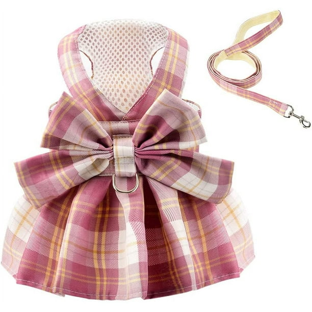 Arnés y correa para perro a cuadros, vestidos para cachorros para perros pequeños y medianos, vestidos de verano ajustables para perros, ropa para perros Yorkie Chihuahua, ropa para mascotas para