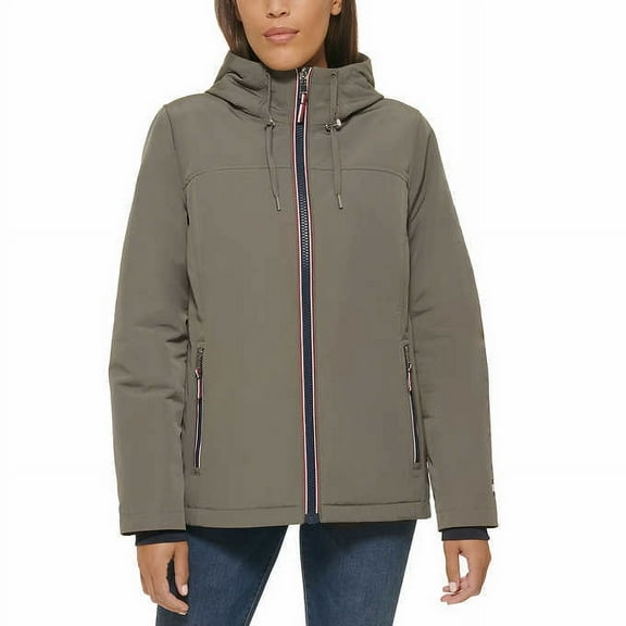 Tommy Hilfiger Womens Heavyweight Softshell Hooded Jacket Charcoal Large