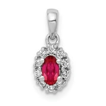 14k White Gold Diamond and .32 Oval Ruby Halo Pendant QPM5252-RU-010-WA
