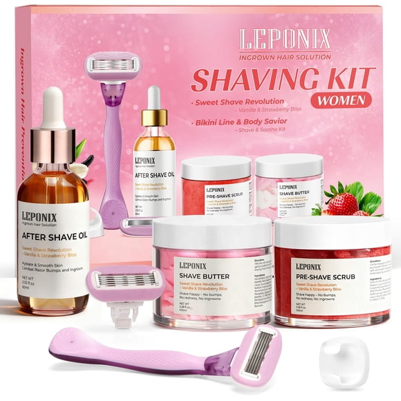 Kit de afeitado LEPONIX 2025 para mujer con maquinilla de afeitar y soporte, juego de 5 piezas
