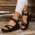 thumbnail image 2 of Women's Wedge Sandals Open Toe Braided Strap Casual Summer Shoes with Adjustable Buckle Thick Platform Heel Non Slip Comfortable Sandals for Women Plus Size Available, 2 of 10