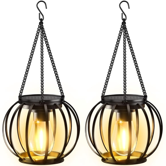 Farol solar KOOPER de metal mejorado, impermeable para exteriores, paquete de 2