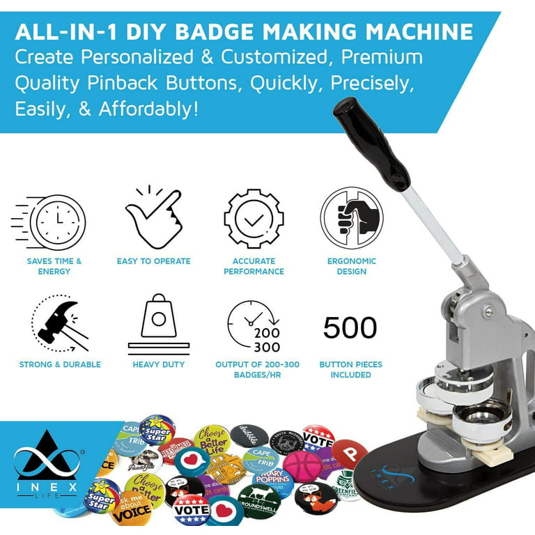 VEVOR Button Maker Machine Badge Pin Machine 1 25 MM 500 Free