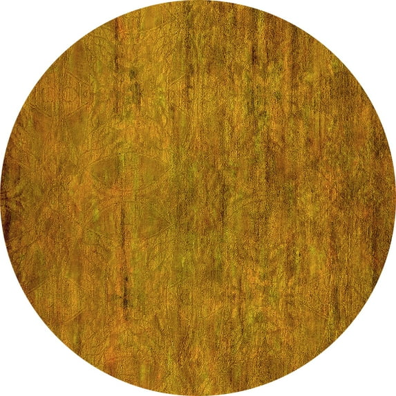 Ahgly Company Indoor Round Oriental Yellow Industrial Area Rugs, 8' Round