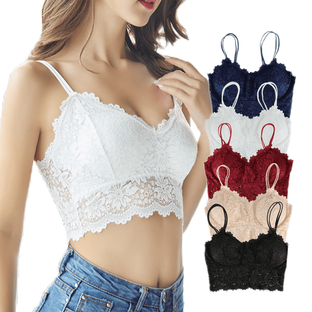 Womens Lace Bralette Padded Wire Free Fashionable Crop Top Style Tops - Walmart.com