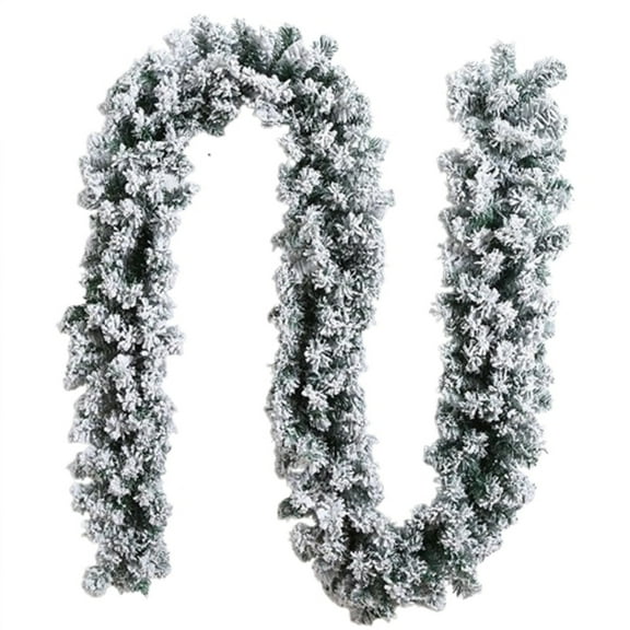 Beautynvta Christmas Garlands, 8.86 Ft Artificial Snow Flocked Christmas Decorations, Artificial Pine Garland for Fireplace Mantel Table Doorframe Indoor Outdoor Xmas Holiday Decoration