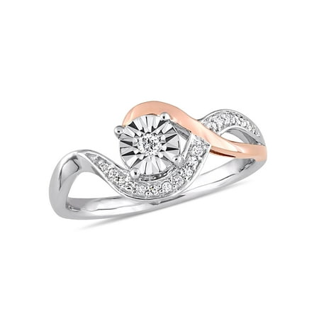 - 1/10 Carat Diamond 10kt Two-Tone Gold Swirl Promise Ring