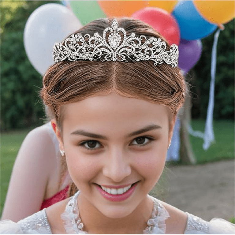 Daofin Silver Rhinestone Teardrop Bridal Tiara, Elegant  display picture 3