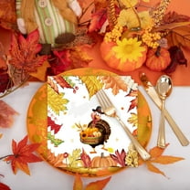 Grrvtrz Thanksgiving Paper Plates Festive Fall Pumpkin and Leaves Pattern Disposable Tableware for Fall Harvests Party,Holiday Products,Home Decor