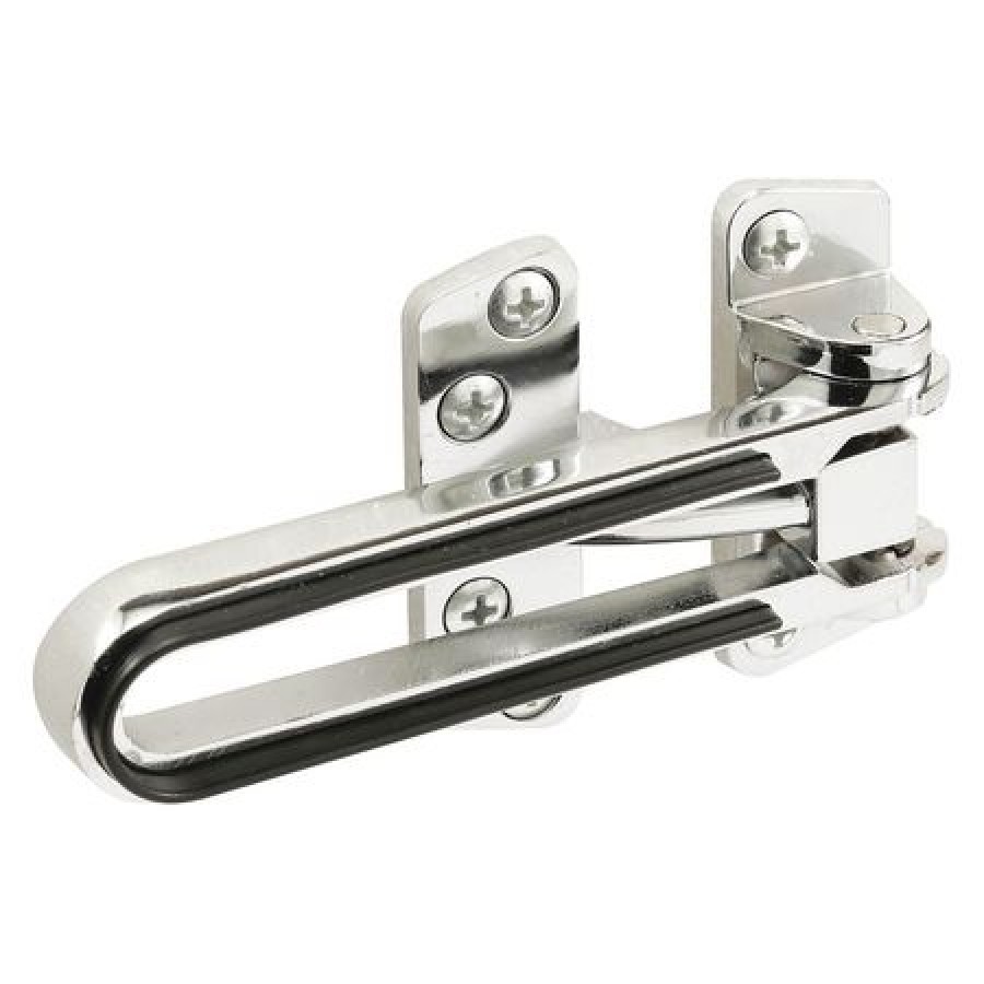 Swing Bar Lock, Features Rubber Bumper, Diecast Zinc, Polished Chrome
