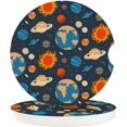 thumbnail image 1 of SPEKSEE Colorful Planets Print Ceramic Car Interior Coasters 2 Pack, Anti Slip 2.56 Inch Absorbent Cup Mat Interior Accessories Fit for Most Cars, 1 of 7