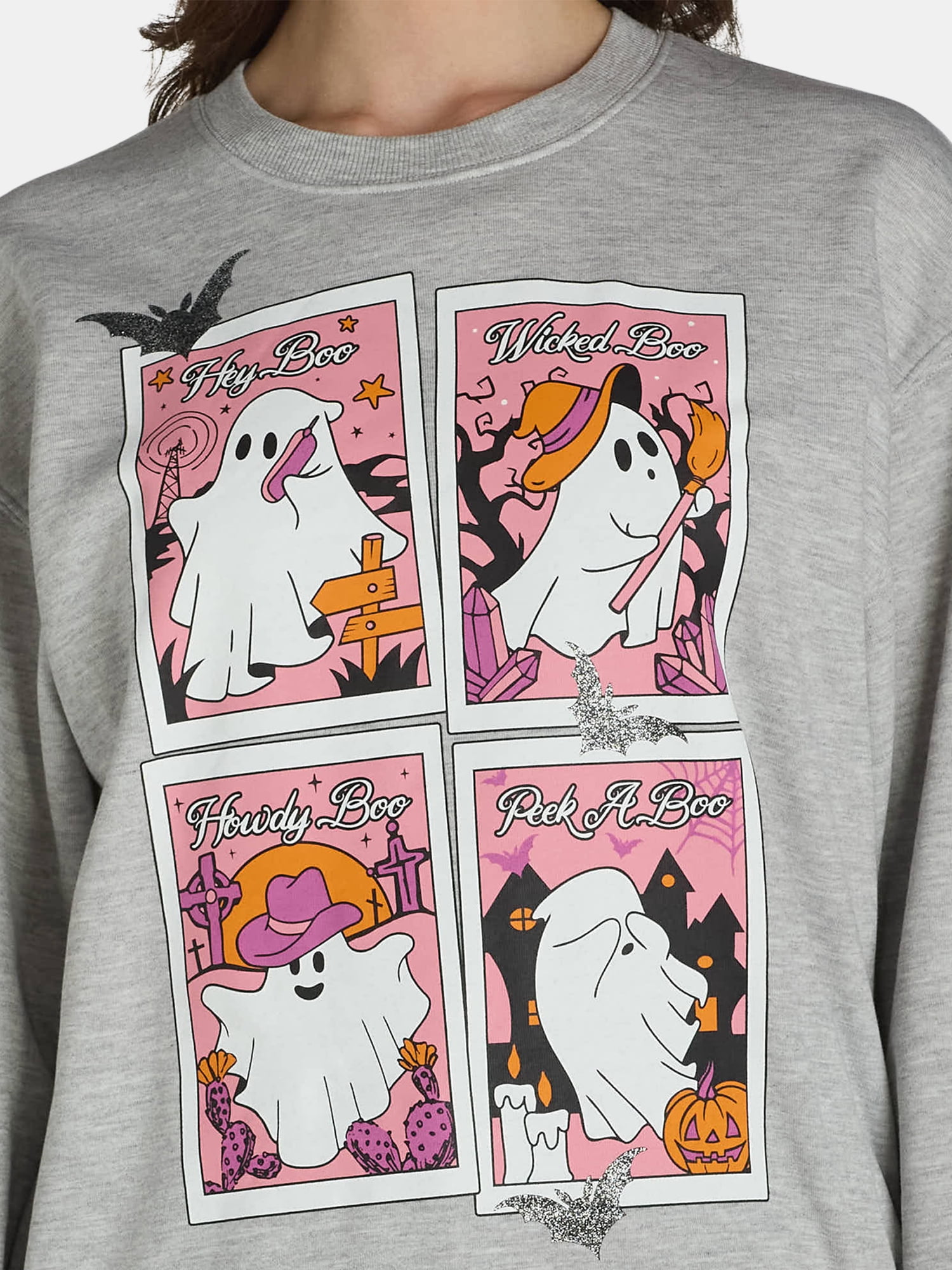 Halloween Women’s Multi Boo Graphic Sweatshirt, Sizes XXS-XXL