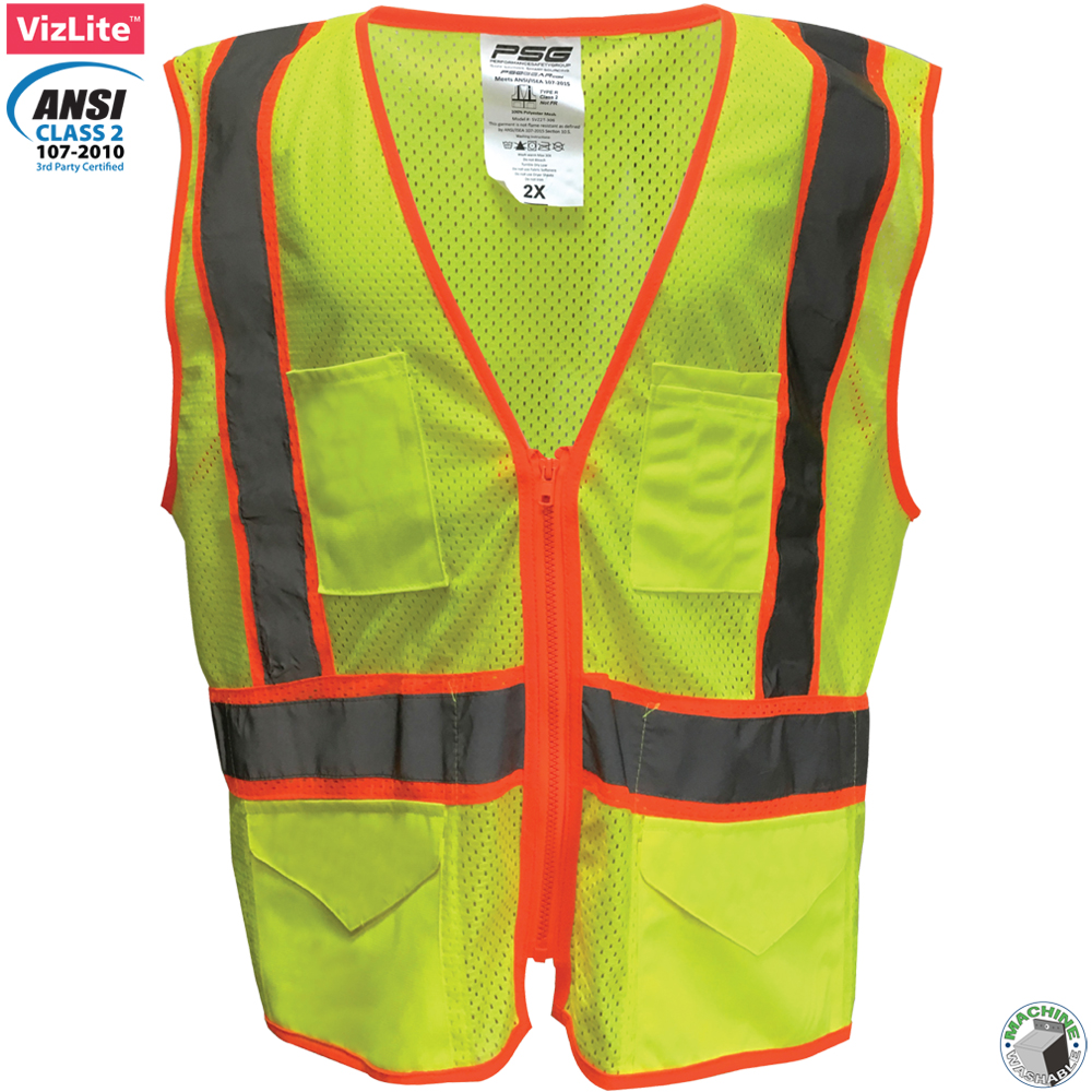 Auto vangst Middel PSG Class 2 High-Visibility Safety Vest, SVZ2T-206, Lime Green with Orange  Trim, 2X-Large, (Pack of 1) - Walmart.com