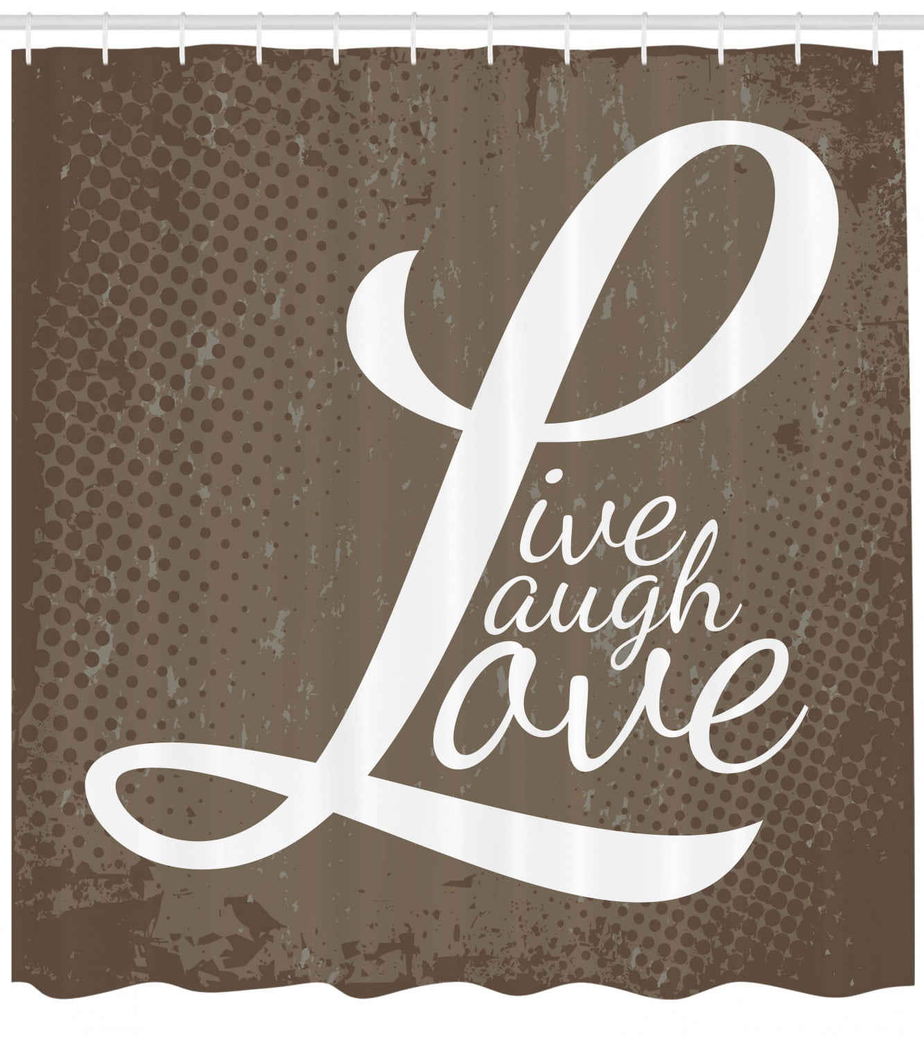 live laugh love shower curtain words live laugh love on halftone worn out style background fabric bathroom set with hooks brown white pale brown by ambesonne walmart com walmart com