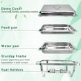 thumbnail image 7 of PRIJESSE 4 Pack Chafing Dish Buffet Set, 8QT Stainless Steel Rectangular Chafers and Buffet Warmer Sets for Catering, with Food & Water Pan, Lid, Foldable Frame, Fuel Holder, 7 of 7