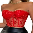 thumbnail image 3 of MesaSe Women Bustier Tube Tops See Through Embroidery Flower Off-Shoulder Tank Party Street Backless Crop Tops, 3 of 6