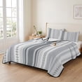 thumbnail image 2 of Twin XL Quilt Set 68''x98'', Grey Striped Lightweight Bedspread Coverlet Set with 2 Pillow Shams, Modern Geometric Abstract Art Contemporary Breathable All Season Quilt Bedding for Dorm/Guest Room, 2 of 9