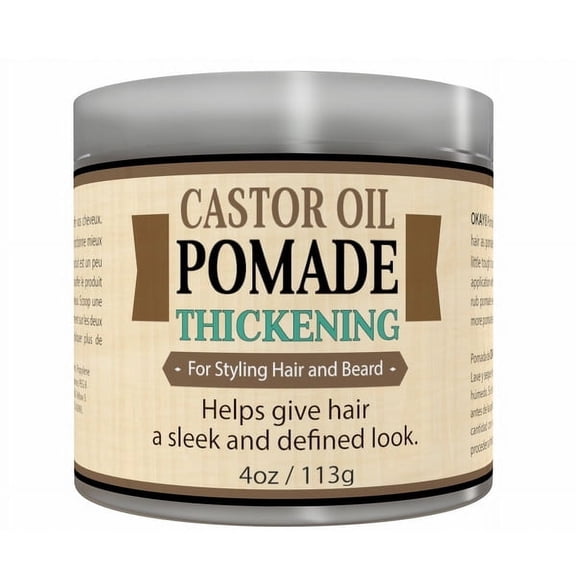OKAY Men’s Thickening Castor Oil Beard & Hair Pomade, All-Day Hold Styling, Sleek Defined Look, Silicone & Paraben Free, For All Hair Types, 4 oz