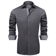 Alimens & Gentle Mens Long Sleeve Cotton Stretch Shirts Casual Button Down Shirt Gray S