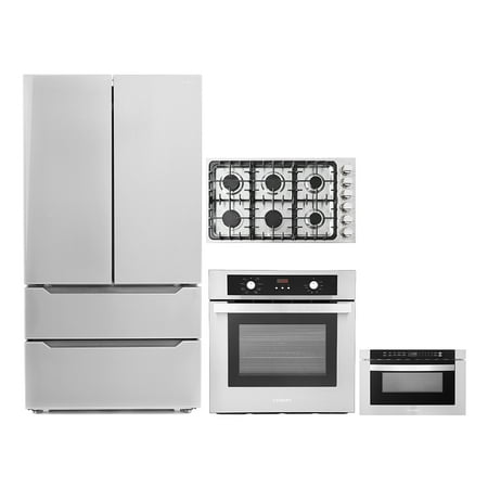 4 Piece Kitchen Package 36  Gas Cooktop 24  Single Electric Wall Oven 24  Built-In Microwave Drawer & Energy Star French Door Refrigerator