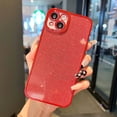 thumbnail image 2 of Compatible with iPhone 13 Mini Case for Women Girls, Glitter Luxury Cute Flexible Plating, Shockproof Full Camera Lens Protective Phone Cases for iPhone 13 Mini Cute 5.4''- Red, 2 of 12