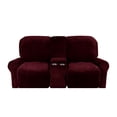 thumbnail image 4 of Housse de Causeuse Inclinable 2024 avec Housse pour Console Centrale, Housse Extensible en Velours 8 Pcs pour Canapé Inclinable 2 Places, Bleu Paon, 4 of 11
