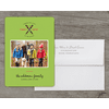 Crossed Skis - Deluxe 5x7 Personalized Holiday Christmas Card