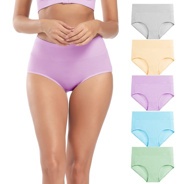 Calzoncillos Molasus de algodón suave para mujer, cintura alta, 5 unidades