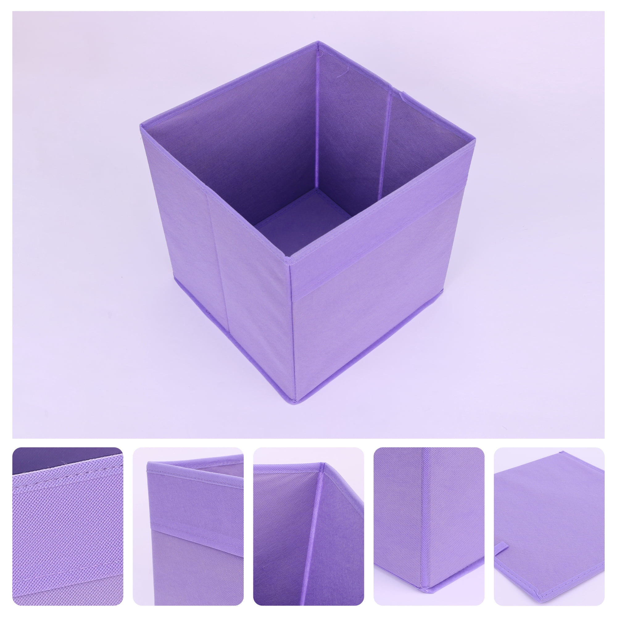Unique Bargains Fabric Storage Cube Storage Bin Storage Basket Purple 11*10.5*10.5in