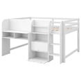 thumbnail image 6 of Harper & Bright Designs Full Low Loft Bed with Desk & Storage, Solid Wood Loft Bed with Drop-Down Cabinets, Bookcase & Whiteboard for Boys Girls, White, 6 of 12