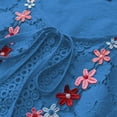 thumbnail image 5 of Horkkom Plus Size Tops for Women Lace Floral Print Casual Tops Summer V Neck 3/4 Length Sleeve Tops Blue L, 5 of 8
