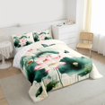 thumbnail image 3 of Homewish Rustic Lotus Bedding Comforter Set,Modern Aesthetic Art Twin Comforter Sets,Green Lotus Leaves Bedding Set For Girls Kids,Microfiber Bedroom Decor Reversible,2-Piece, 3 of 8