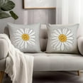 thumbnail image 5 of Seasonal Daisy Pillow Covers Yellow Gray White Throw Pillow Cases Summer Floral Pillowcase Flower Bloom Home Decorative Cushion Case Cover for Home Sofa Couch Bedroom 18x18 Set of 2, 5 of 5