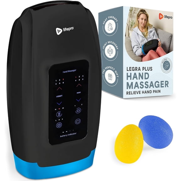 LifePro Legra Plus Hand Massager with Heat and Compression for Arthritis Relief Portable Electric Hand Massager with 5 Modes, Vibration, and Pressure Point Therapy - White