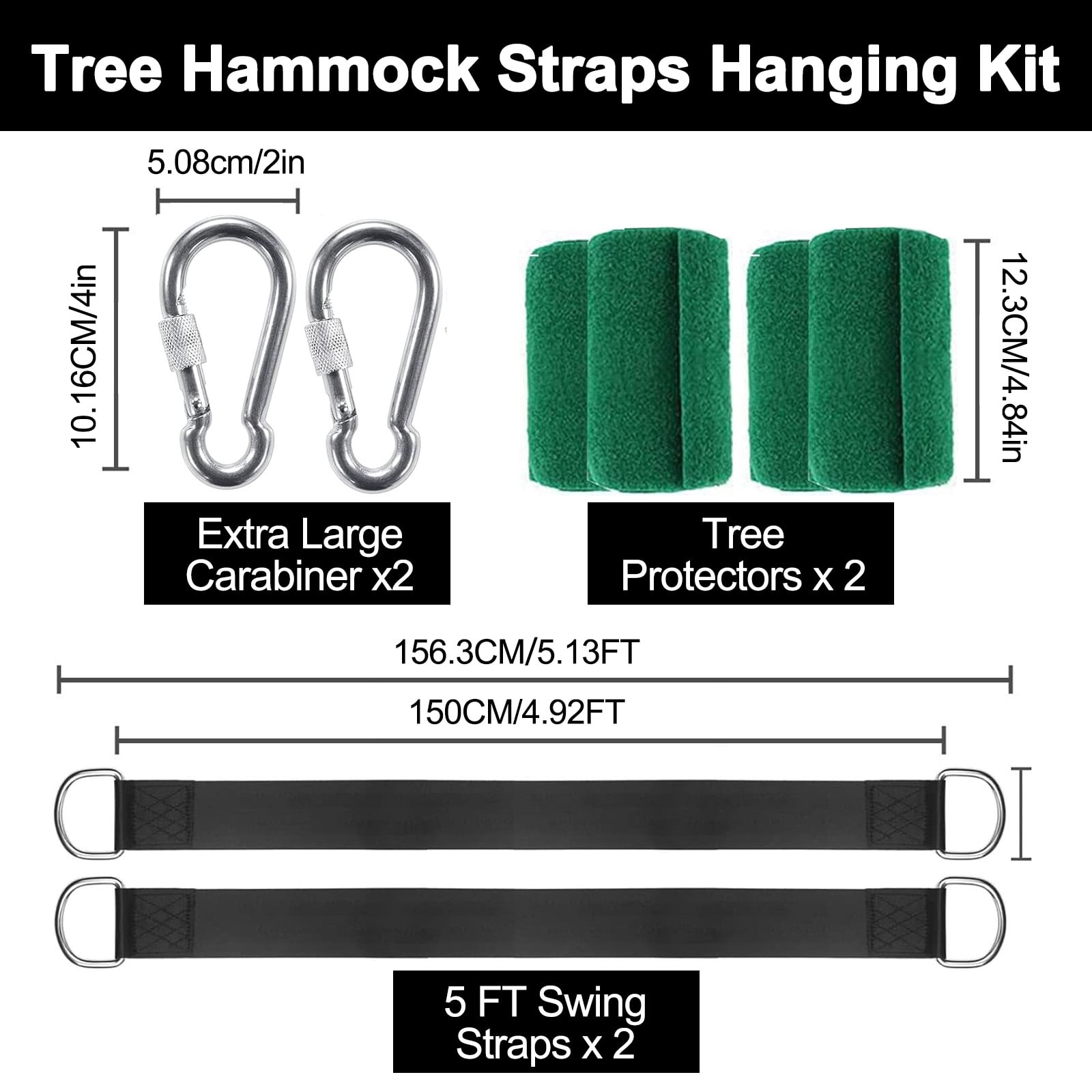 Double Hammock with Tree Swing Straps Holds 440lbs Capacity Hammock for Camping Outside Garden Outdoor Indoor Patio Backyard, Black White