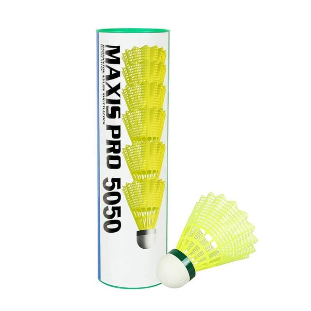 Strauss Maxis 5050 Badminton Nylon Shuttlecock | Medium Speed, Durable & Less Frequent Replacement , Green | Pack Of 6