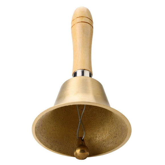 Multi Functional Hand Bell Wooden Handle With Solid Brass Wooden Handle For Kids And Adults School Classroom Service And Game 8CM